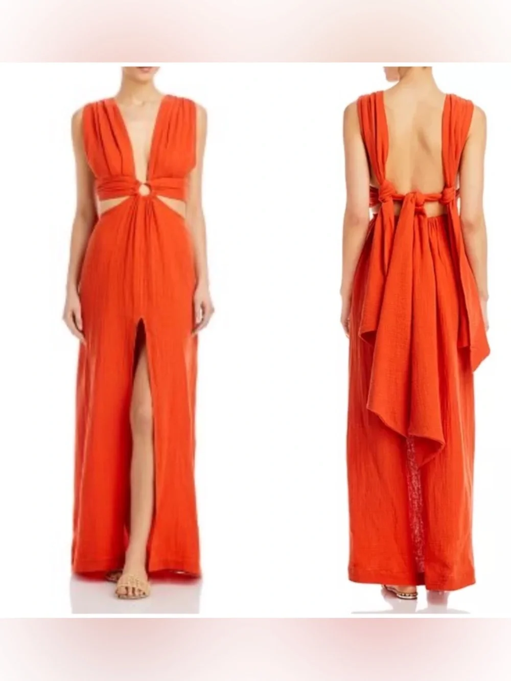 New! Just Bee Queen Sara Cut Out Maxi Multi Way Tie Maxi Dress 🍑 Small
